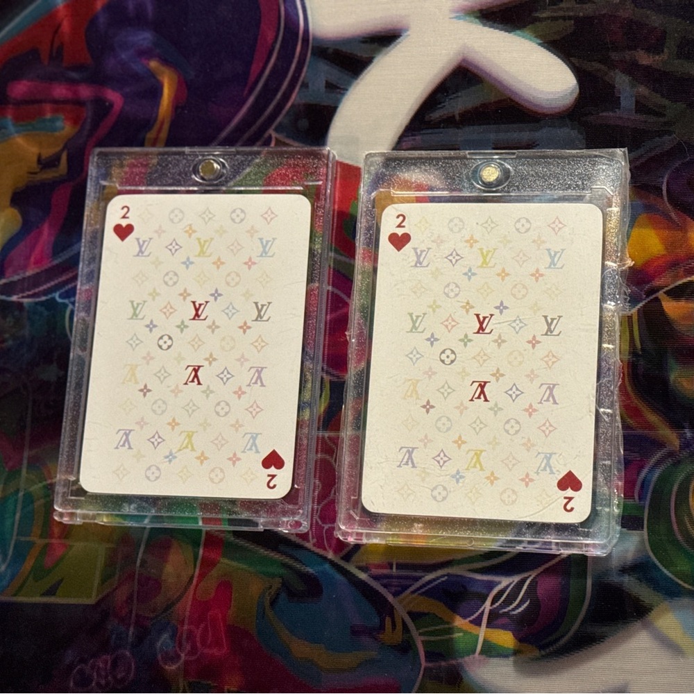 Louis Vuitton Multicolor Monogram Playing Cards. White back. Two of Hearts.